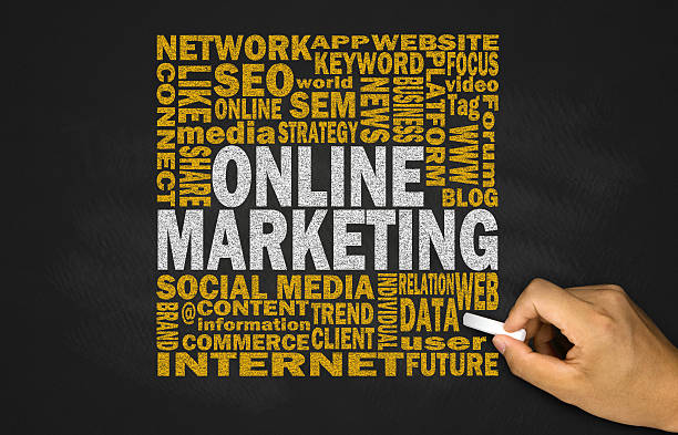 istock online marketing concept on blackboard 526900363