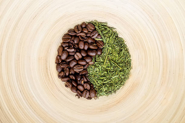 Coffee and Green Tea in a Yin Yang