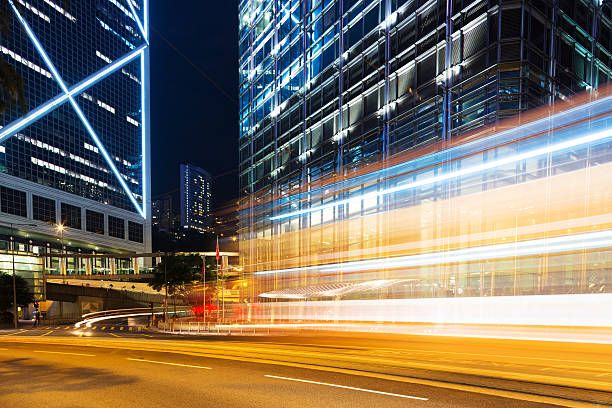 istock blur motion traffic trail  in modern city 526916717
