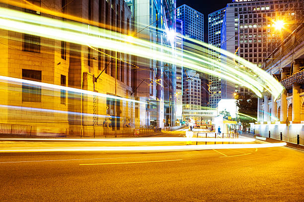 istock blur motion traffic trail  in modern city 526916723
