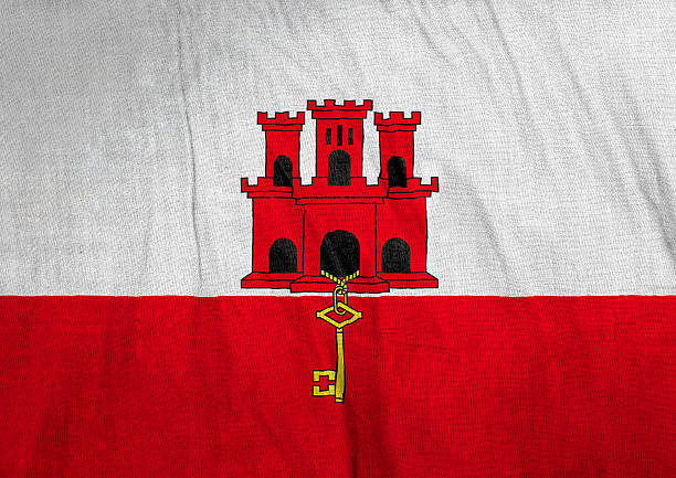 Flag of Gibraltar on a wrinkled cloth texture