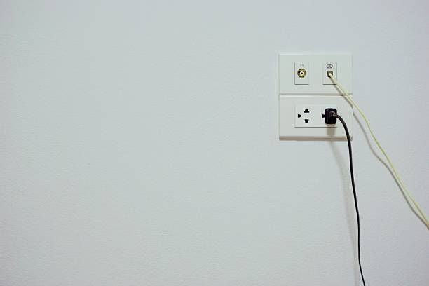 ADSL2+ modem connected to the internet with green light DSL and internet indicators