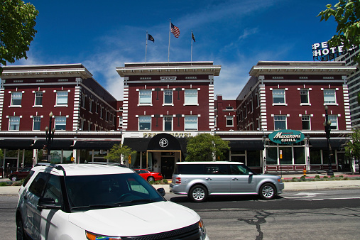 Salt Lake City, UT, USA - May 3, 2014: Took this picture during our stay in this heritage Perry Hotel in Salt Lake City. Took this picture in afternoon with clear sky and very sunny outside. The stay is very comforting and you can have a very good experience of 19th century America.
