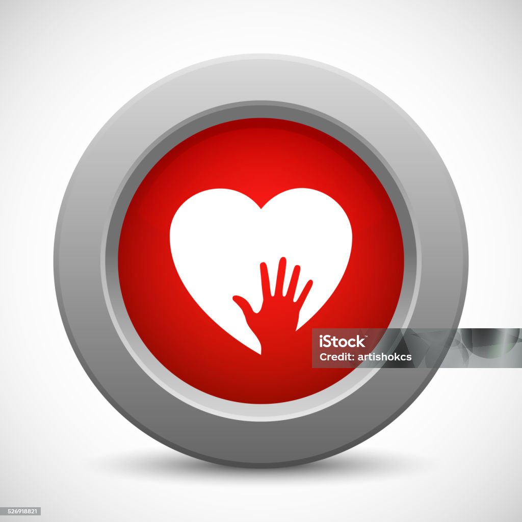 Caring Hand Red Button Stock Illustration - Download Image Now - A ...