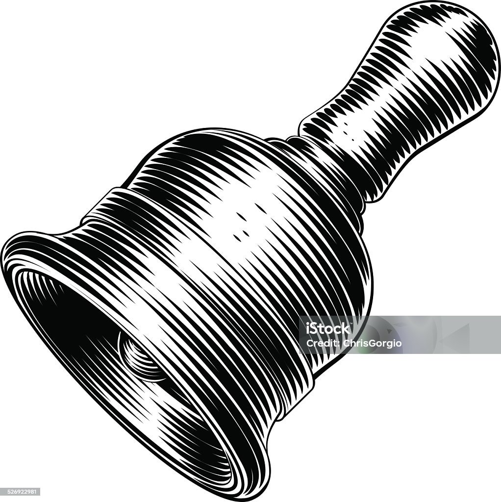 Vintage bell icon A an original illustration of a vintage woodcut style bell icon Bell stock vector