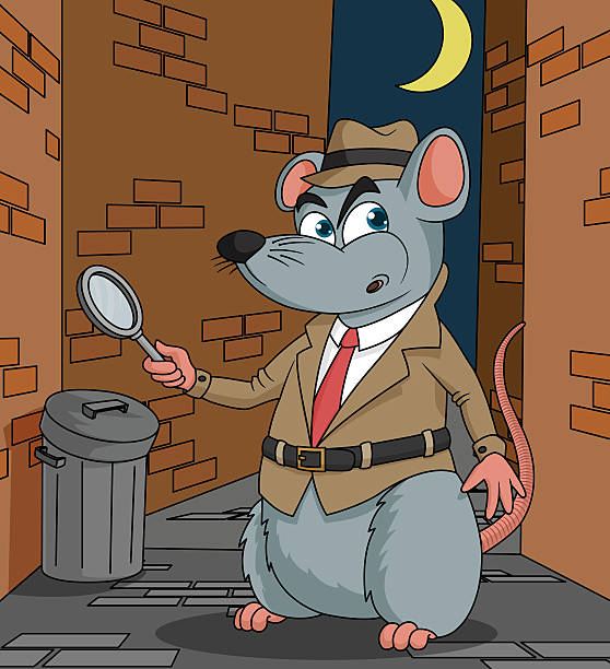 ilustrações, clipart, desenhos animados e ícones de detetive mouse/rato - fun mouse animal looking