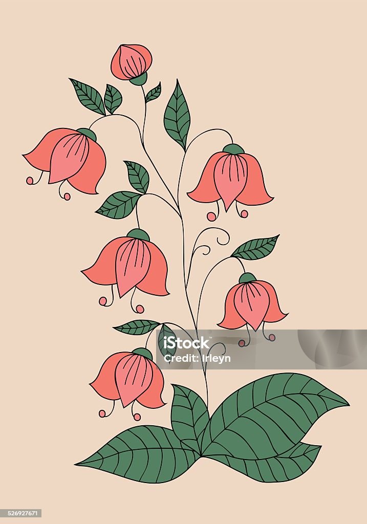 Pink bellflowers Illustration with hand-drawn bellflowers on a pink background Beauty In Nature stock vector