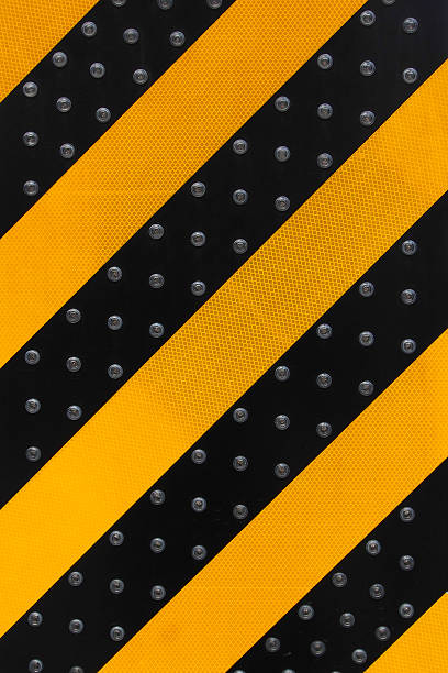 istock Yellow and Black Stripe warning sign on  the danger area 526927723