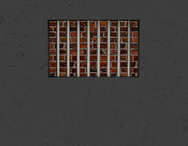The interior of the prison cell, barred window, 3d render, abstract image