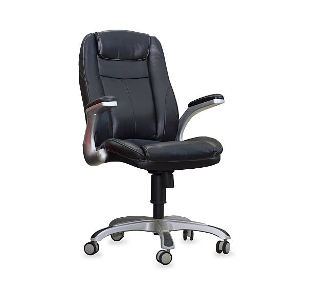 istock The office chair from black leather. Isolated 526929203