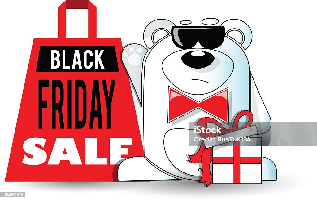 Black Friday shopping bag with the animal in black glasses Illustration. Black Friday shopping bag with the animal in black glasses. Achievement Stock Photo