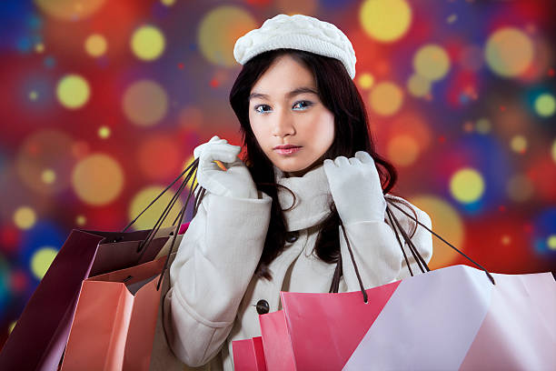 istock Pretty lady with shopping bags 526932991