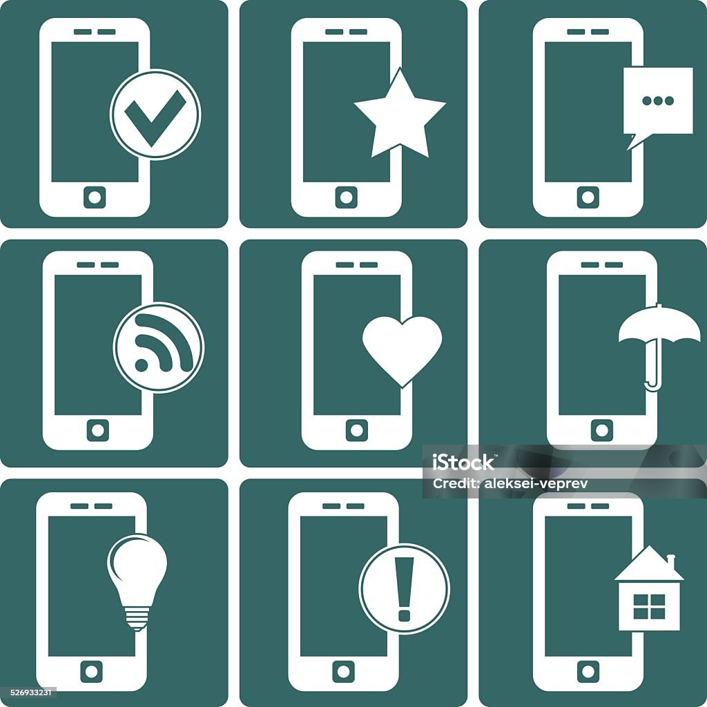 Whites Phone with Different Signs, Vector Illustration Whites phone on a dark green background with different signs, vector illustration Alphabet stock vector