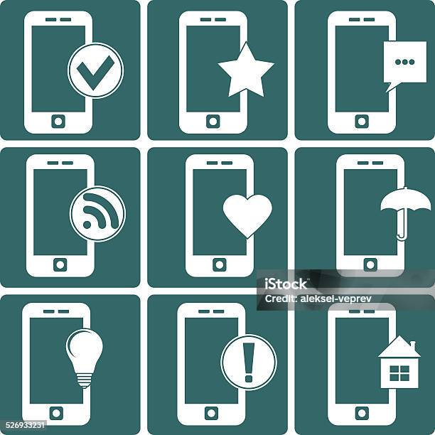 Whites Phone With Different Signs Vector Illustration Stock Illustration - Download Image Now