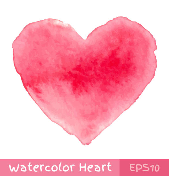 rosa aquarell heart - hand colored abstract acrylic painting painted image stock-grafiken, -clipart, -cartoons und -symbole