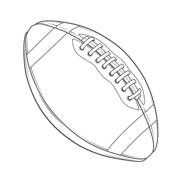 American Football Ball American Football Ball isolated on a white background. Monochromatic line art. Retro design. Vector illustration. pigskin stock illustrations