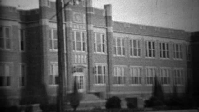 1933: Newly built Skinner Middle School art deco building architecture.