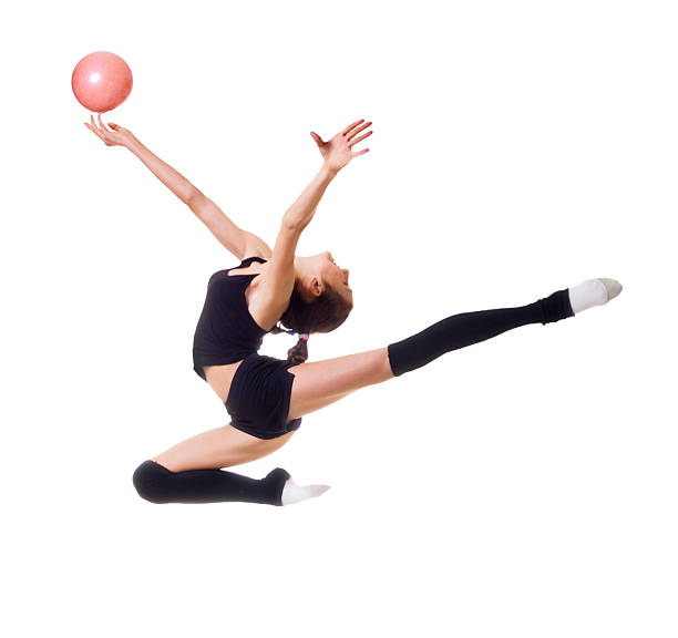 istock Girl is engaged in art gymnastics isolated 526946341