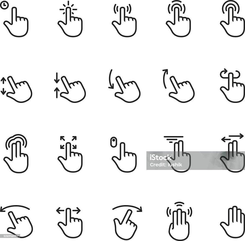 Touch screen gesture vector icon - Unico PRO set #1 Twenty perfect pixel and vector icons representing Action gesture for Touch screen interfaces.  Icon Symbol stock vector