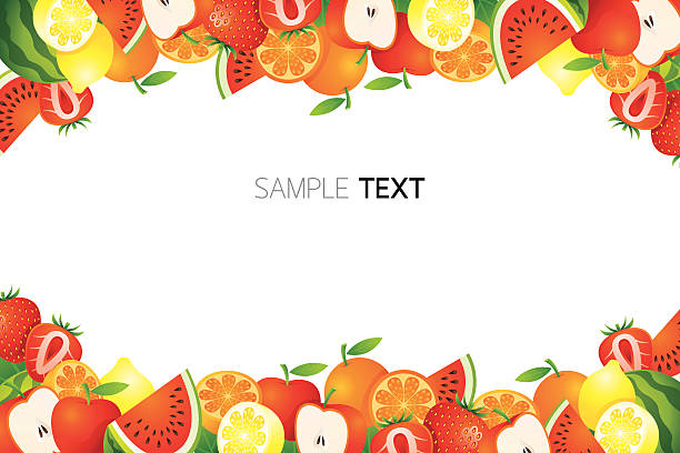 Mixed Fruits, Frame, Border Fresh and fruit Set fruit borders stock illustrations