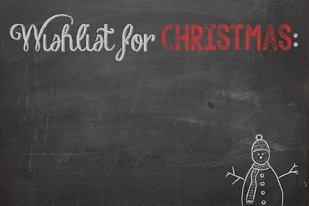 Wishlist for christmas Wishlist for christmas chalkboard lavagna stock pictures, royalty-free photos & images
