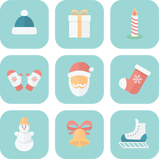 ilustrações de stock, clip art, desenhos animados e ícones de conjunto de ícones de natal - christmas decoration campanula decoration christmas