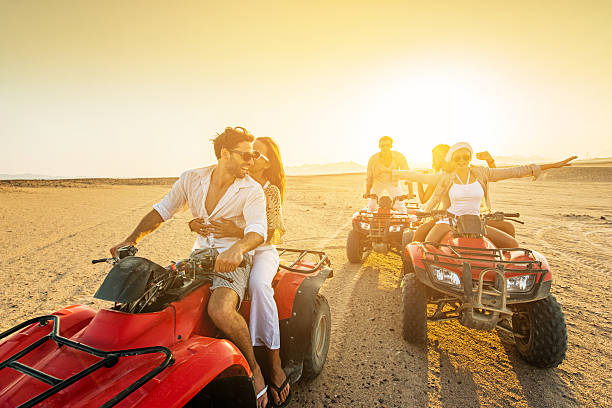 istock Driving quad bikes in the desert. 526955615