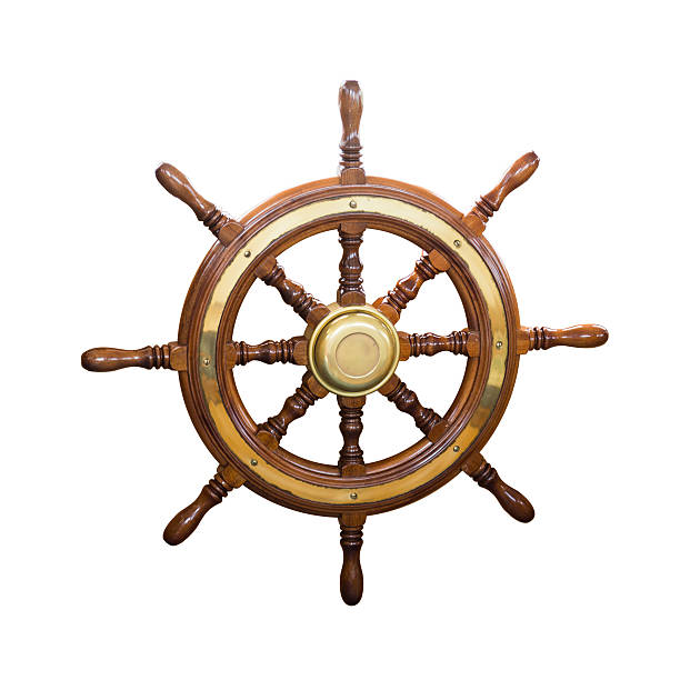 istock Steering wheel of  boat 526956225