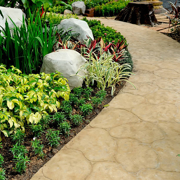istock stone walkway in garden 526956251