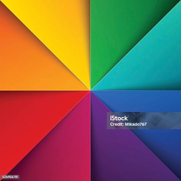 Rainbow Colorful Folded Paper Triangles Background Stock Illustration - Download Image Now - Abstract, Angle, Banner - Sign
