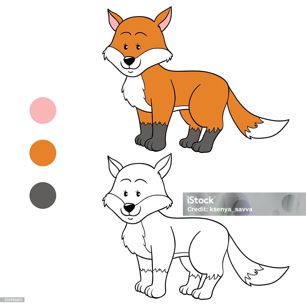 Coloring book (fox) Activity stock vector