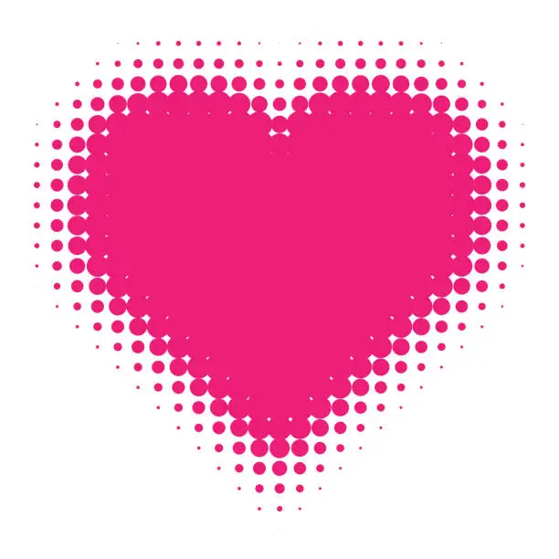 Vector illustration of Pink Halftone heart.