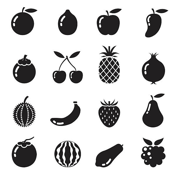 b &w のアイコンセット: アイテムのフルーツ - mangosteen fruit tropical fruit backgrounds点のイラスト素材／クリップアート素材／マンガ素材／アイコン素材