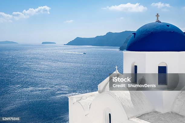 The Greek Church In The Oia Village Sea View Greece Stock Photo - Download Image Now