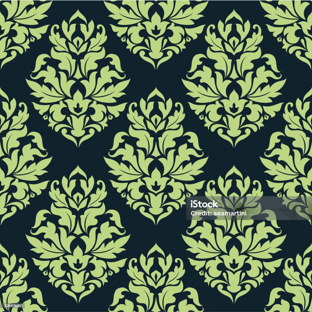 Green floral seamless pattern Green floral seamless pattern on gray background for textile and wallaper design Abstract stock vector