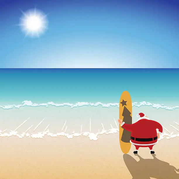 Vector illustration of Santa Claus in the Summer