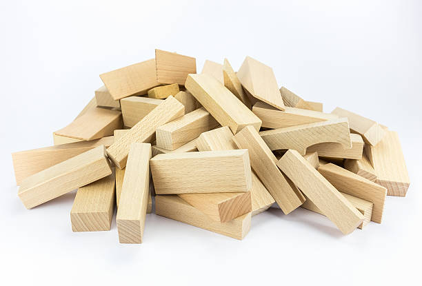 istock Heap of wooden building blocks 526977017