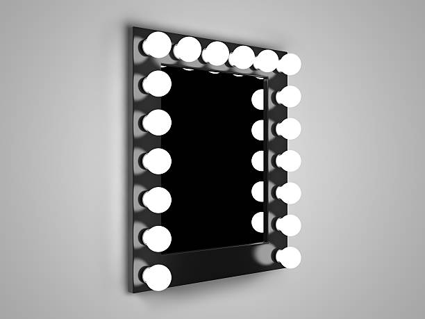 Makeup mirror 3d illustration of mirror with bulbs for makeup mirror object stock pictures, royalty-free photos & images