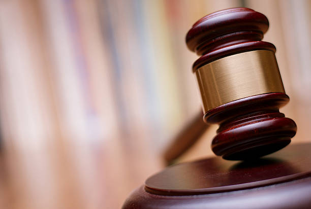 istock Close up Wooden Law Gavel on the Table 526979927