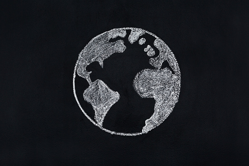 Planet Earth - blackboard chalk drawing