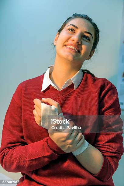 Happy Female Student After Medical Treatment School University Istanbul Stock Photo - Download Image Now