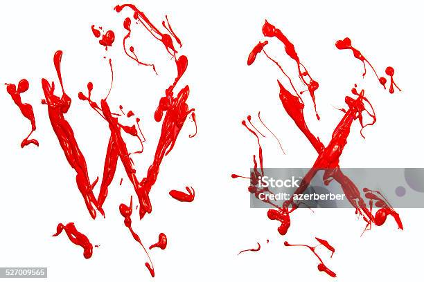 Letter W And X Painted Red Stock Photo - Download Image Now - Abstract, Alphabet, Blood