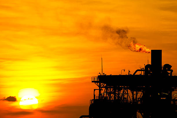 istock Flare burn on oil rig 527009767