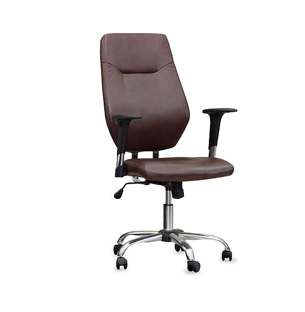 istock The office chair from brown leather. Isolated over white 527012087