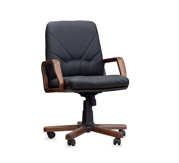 istock The office chair from black leather. Isolated 527012093