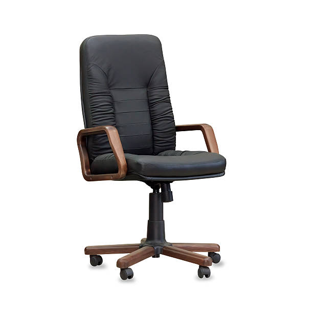 istock The office chair from black leather. Isolated 527012095