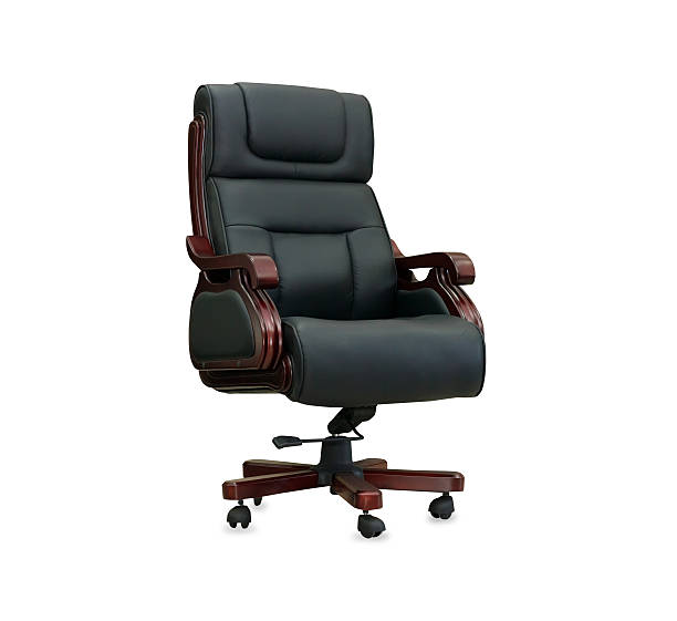 istock The office chair from black leather. Isolated 527012097