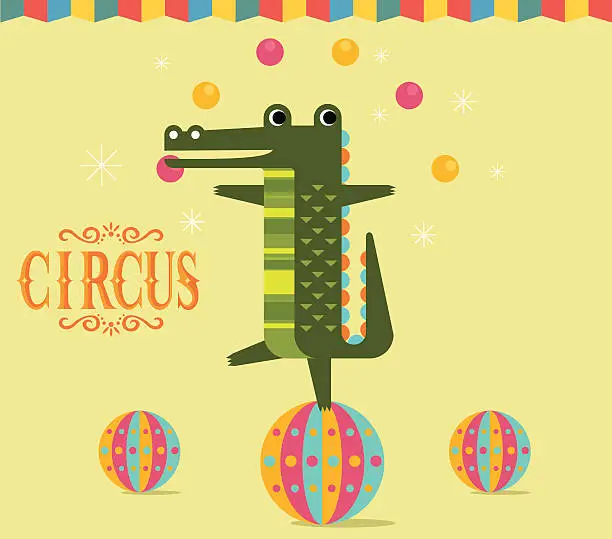 Vector illustration of Crocodile circus show