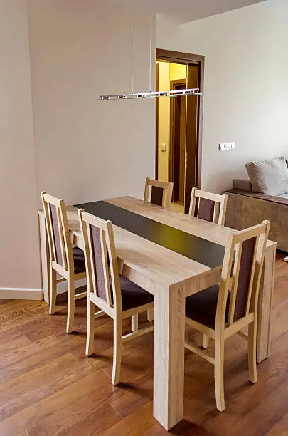 Dining-table in living room - renovated apartment in Sofia, Bulgaria