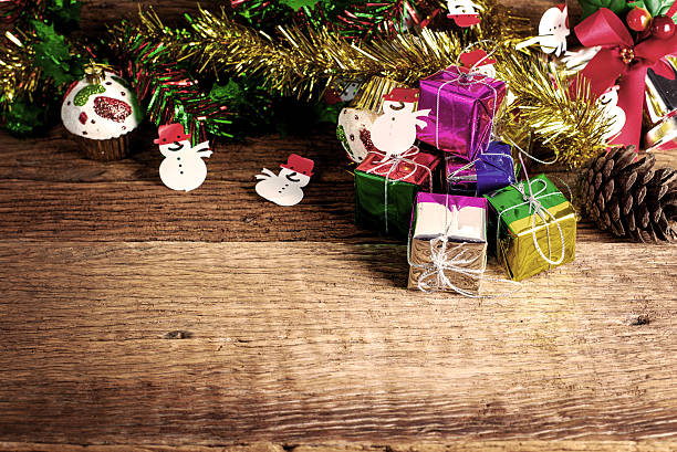 istock Christmas decoration on wooden board 527015441